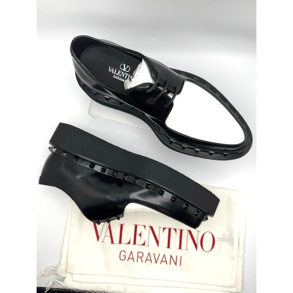 Valentino Garavani Rockstud M-Way Derby Black Leather Shoes EU 38.5 - Picture 13 of 16